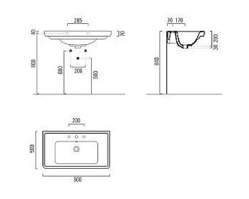 Купить Раковина 90х50 см GSI Classic 8788111 в магазине сантехники Santeh-Crystal.ru
