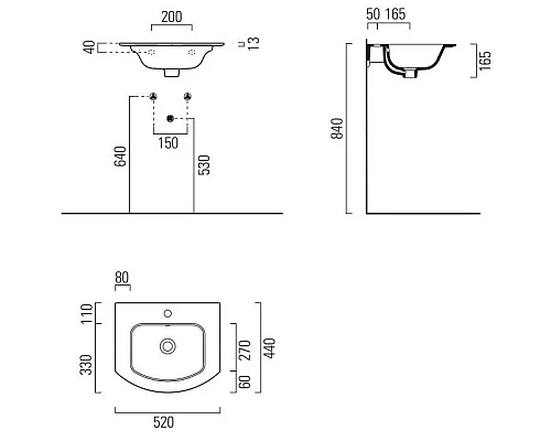 Заказать Раковина 52х44 см GSI Pura 8830111 в магазине сантехники Santeh-Crystal.ru