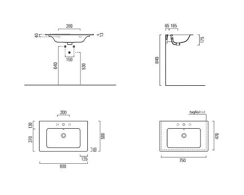 Заказать Раковина 80х50 см GSI Pura 8843111 в магазине сантехники Santeh-Crystal.ru