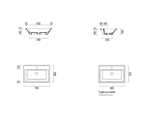 Приобрести Раковина 70х46 см GSI Kube X 9437111 в магазине сантехники Santeh-Crystal.ru