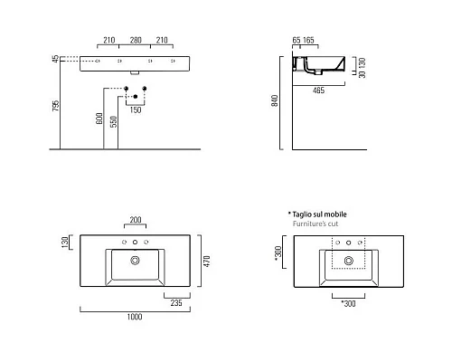 Купить Раковина 100х47 см GSI Kube X 9451111 в магазине сантехники Santeh-Crystal.ru