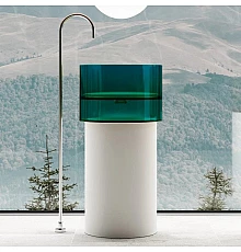 Раковина напольная 45х45 см Abber Kristall AT2701White-Aquamarin-H