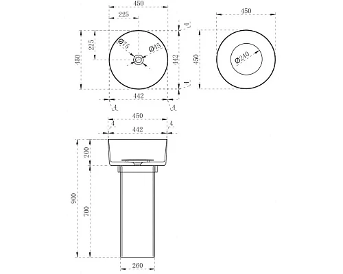 Заказать Раковина напольная 45х45 см Abber Kristall AT2702Aquamarin в магазине сантехники Santeh-Crystal.ru