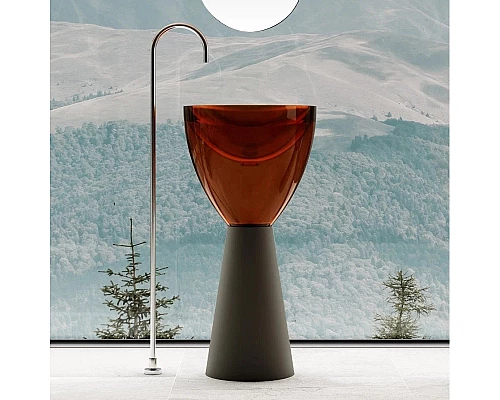 Купить Раковина напольная 45х45 см Abber Kristall AT2703Black-Opal в магазине сантехники Santeh-Crystal.ru