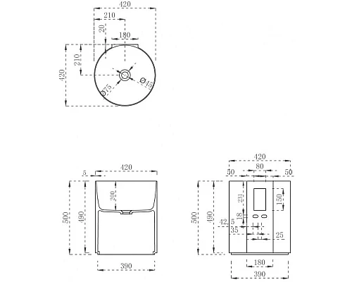 Заказать Раковина 42х42 см Abber Kristall AT2704Opal в магазине сантехники Santeh-Crystal.ru