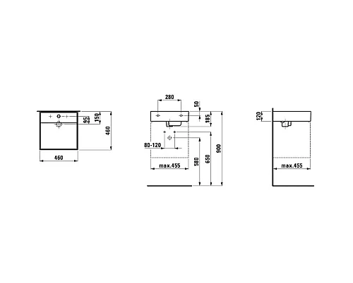 Приобрести Мини-раковина, со специальным скрытым сливом 46 см Laufen Kartell by Laufen 8.1533.1.000.104.1 в магазине сантехники Santeh-Crystal.ru
