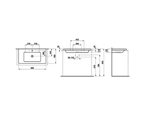 Купить Накладная раковина, для установки на столешницу 90 см Laufen Living 8.1643.4.000.104.1 в магазине сантехники Santeh-Crystal.ru