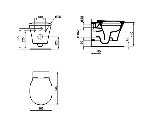 Заказать Комплект подвесной унитаз K819501 + система инсталляции  R020467 + R0115A6 Ideal Standard Prosys Connect Air K819501PAA6115 в магазине сантехники Santeh-Crystal.ru