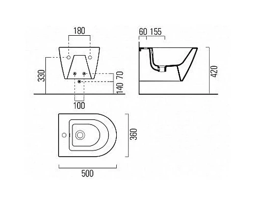 Приобрести Подвесное биде GSI Kube X 9464109 в магазине сантехники Santeh-Crystal.ru