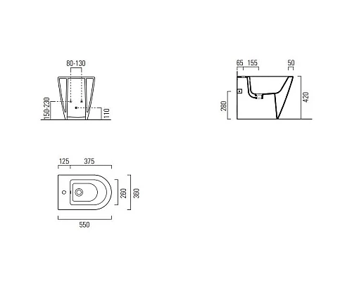 Заказать Биде напольное GSI Kube X 9462109 в магазине сантехники Santeh-Crystal.ru