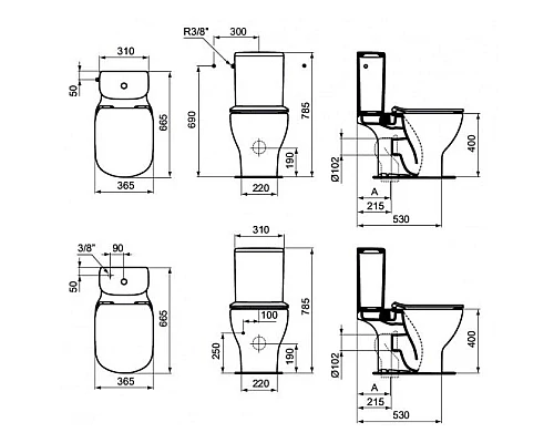 Заказать Бачок с двойным сливом 3/4,5л Ideal Standard Tesi T356801 в магазине сантехники Santeh-Crystal.ru