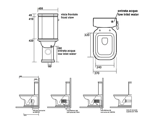Заказать Бачок для унитаза с боковым отверстием для ручки смыва Kerasan Waldorf 417901bi в магазине сантехники Santeh-Crystal.ru