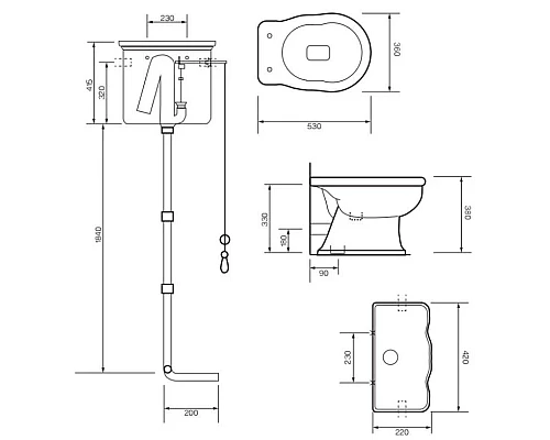 Заказать Бачок высокий для унитаза Tiffany World Bristol TWBR16bi в магазине сантехники Santeh-Crystal.ru