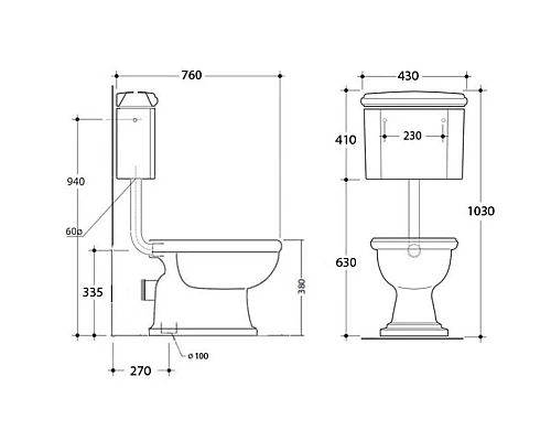 Приобрести Бачок средний для унитаза Tiffany World Bristol TWBR22bi в магазине сантехники Santeh-Crystal.ru
