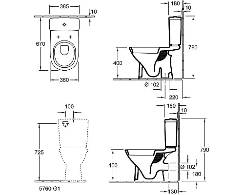 Приобрести Бачок для унитаза Villeroy & Boch O.Novo 5760G101 в магазине сантехники Santeh-Crystal.ru