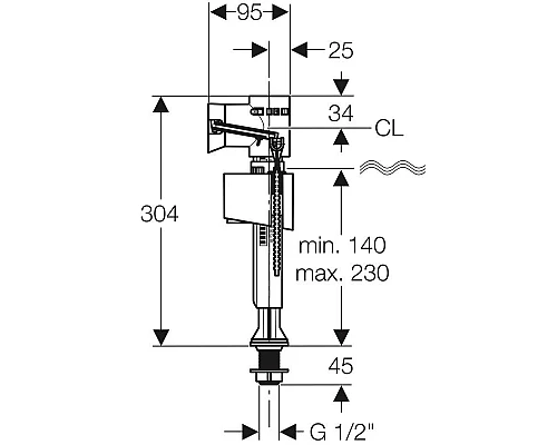 Купить Впускной клапан 1/2 подвод воды снизу, тип 340 Geberit 136.732.00.1 в магазине сантехники Santeh-Crystal.ru