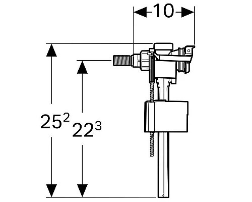 Приобрести Впускной клапан 3/8 и 1/2 подвод воды сбоку, тип 333 Geberit 136.730.00.3 в магазине сантехники Santeh-Crystal.ru