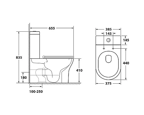 Купить Бачок с двойным сливом 3/6л OWL 1975 Eter OWLT190202/2 в магазине сантехники Santeh-Crystal.ru