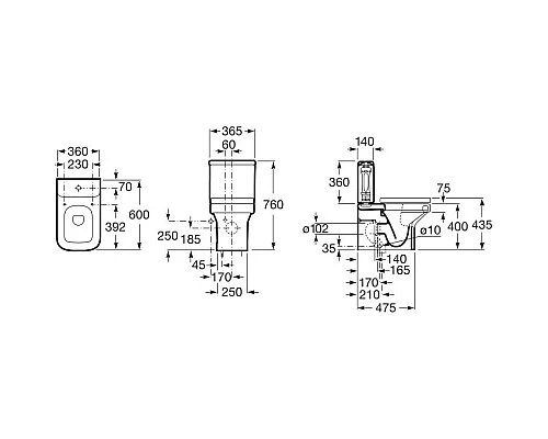 Приобрести Бачок 4,5/3л без крышки (моноблок) Roca Dama 341784000 в магазине сантехники Santeh-Crystal.ru