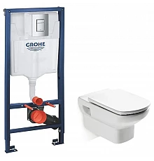 Комплект подвесной унитаз Roca Dama Senso 346517000 + ZRU9302820 + система инсталляции Grohe 38772001