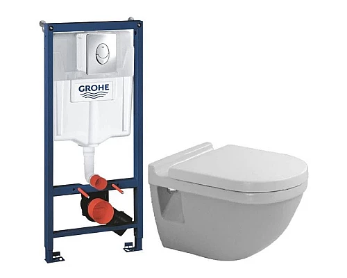 Приобрести Комплект подвесной унитаз Duravit Starck 3 2200090000 + 0063810000 + система инсталляции Grohe 38721001 в магазине сантехники Santeh-Crystal.ru
