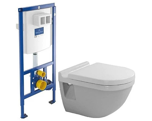 Заказать Комплект подвесной унитаз Duravit Starck 3 2200090000 + 0063810000 + система инсталляции Villeroy & Boch 92246100 в магазине сантехники Santeh-Crystal.ru
