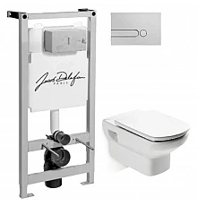 Комплект подвесной унитаз Roca Dama Senso 346517000 + ZRU9302820 + система инсталляции Jacob Delafon E5504-NF + E4326-CP