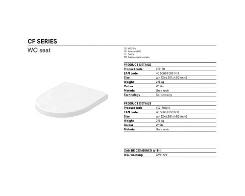 Заказать Комплект подвесной унитаз Toto CF CW132Y#NW1 + VC130 + система инсталляции Jacob Delafon E5504-NF + E4326-CP в магазине сантехники Santeh-Crystal.ru