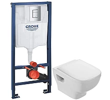 Комплект подвесной унитаз Jacob Delafon Struktura EDF102-00 + E4272-00 + система инсталляции Grohe 38772001