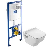 Комплект подвесной унитаз Jacob Delafon Struktura EDF102-00 + E70025-00 + система инсталляции Villeroy & Boch 92246100