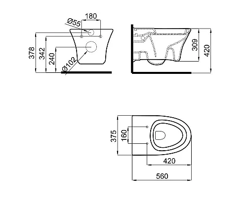 Купить Комплект подвесной унитаз Noken Hotels N399999901 + N356330439 + система инсталляции Geberit 458.124.21.1 в магазине сантехники Santeh-Crystal.ru