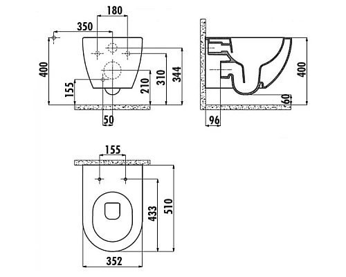 Заказать Комплект подвесной унитаз Creavit Free FE322-11CB00E-0000 + KC0903.02.0000E + система инсталляции Geberit 111.300.00.5 в магазине сантехники Santeh-Crystal.ru