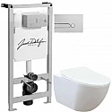 Комплект подвесной унитаз Creavit Free FE322-11CB00E-0000 + KC0903.02.0000E + система инсталляции Jacob Delafon E5504-NF + E4326-CP