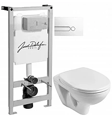 Комплект подвесной унитаз Santek Бореаль 1.WH30.1.977 + система инсталляции Jacob Delafon E5504-NF + E4326-00