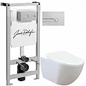 Комплект подвесной унитаз Creavit Free FE320-11CB00E-0000 + KC0903.02.0000E + система инсталляции Jacob Delafon E5504-NF + E4326-CP