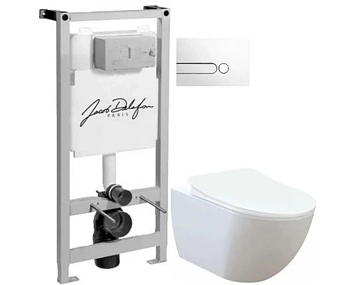 Купить Комплект подвесной унитаз Creavit Free FE320-11CB00E-0000 + KC0903.02.0000E + система инсталляции Jacob Delafon E5504-NF + E4326-00 в магазине сантехники Santeh-Crystal.ru