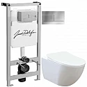 Комплект подвесной унитаз Creavit Free FE320-11CB00E-0000 + KC0903.02.0000E + система инсталляции Jacob Delafon E5504-NF + E4316-CP
