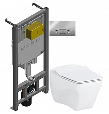 Комплект подвесной унитаз Creavit Bull BL320-11CB00E-0000 + KC0603.01.0000E + система инсталляции Jacob Delafon E29025-NF + E29027-CP