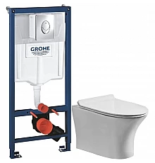Комплект подвесной унитаз Orange C01-100W + система инсталляции Grohe 38721001