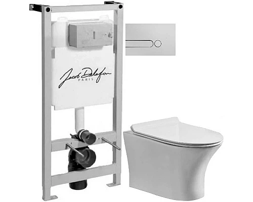 Заказать Комплект подвесной унитаз Orange C01-100W + система инсталляции Jacob Delafon E5504-NF + E4326-CP в магазине сантехники Santeh-Crystal.ru