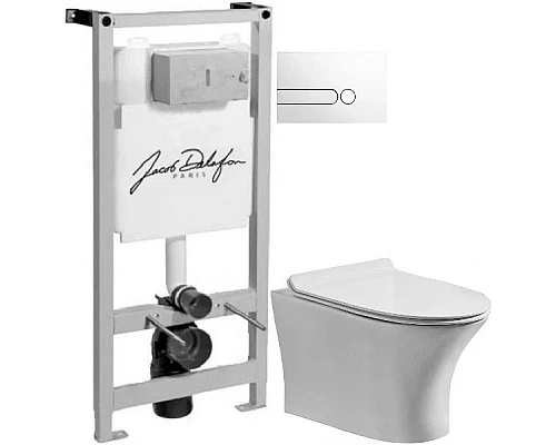 Заказать Комплект подвесной унитаз Orange C01-100W + система инсталляции Jacob Delafon E5504-NF + E4326-00 в магазине сантехники Santeh-Crystal.ru