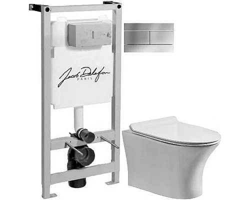 Приобрести Комплект подвесной унитаз Orange C01-100W + система инсталляции Jacob Delafon E5504-NF + E4316-CP в магазине сантехники Santeh-Crystal.ru