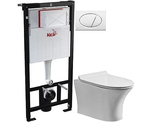 Заказать Комплект подвесной унитаз Orange C01-100W + система инсталляции AlcaPlast AM101/11203:1RUSSETM70 в магазине сантехники Santeh-Crystal.ru