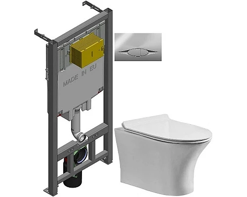 Приобрести Комплект подвесной унитаз Orange C01-100W + система инсталляции Jacob Delafon E29025-NF + E29027-CP в магазине сантехники Santeh-Crystal.ru