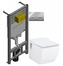 Комплект подвесной унитаз Creavit Trend TP324-11CB00E-0000 + KC2303.01.0000E + система инсталляции Jacob Delafon E29025-NF + E29027-CP