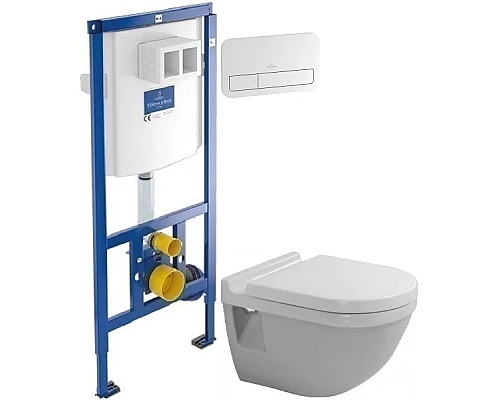 Купить Комплект подвесной унитаз Duravit Starck 3 2200090000 + 0063810000 + система инсталляции Villeroy & Boch 92246100 + 92249068 в магазине сантехники Santeh-Crystal.ru