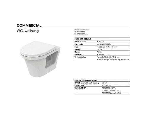 Заказать Комплект подвесной унитаз Toto CF CW132Y#NW1 + VC130 + система инсталляции Villeroy & Boch 92246100 + 92249061 в магазине сантехники Santeh-Crystal.ru