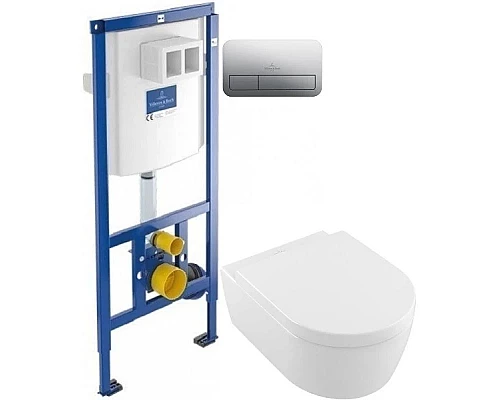 Заказать Комплект подвесной унитаз Villeroy & Boch Avento 5656HR01 + система инсталляции Villeroy & Boch 92246100 + 92249061 в магазине сантехники Santeh-Crystal.ru