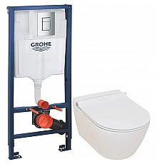 Комплект подвесной унитаз Serel Smart SM25SL + система инсталляции Grohe 38772001