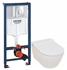 Комплект подвесной унитаз Serel Smart SM25SL + система инсталляции Grohe 38721001